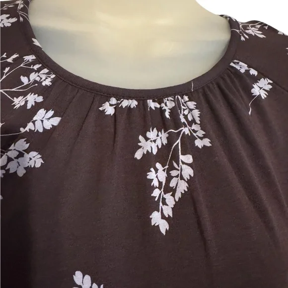 J. Jill Women's Wine/Gray Fall Floral Top SMALL #4 - Picture 3 of 8
